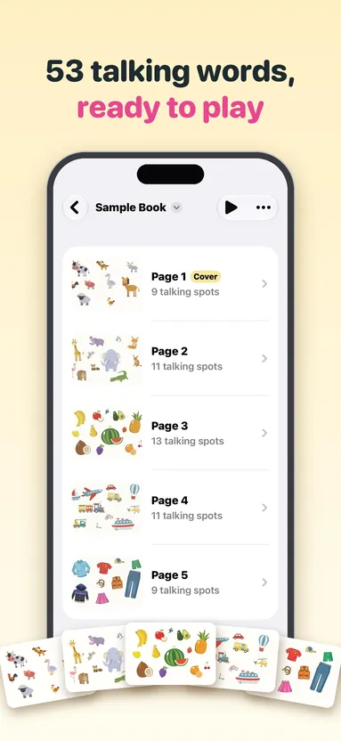 The sample book: five pages and 53 talking spots
